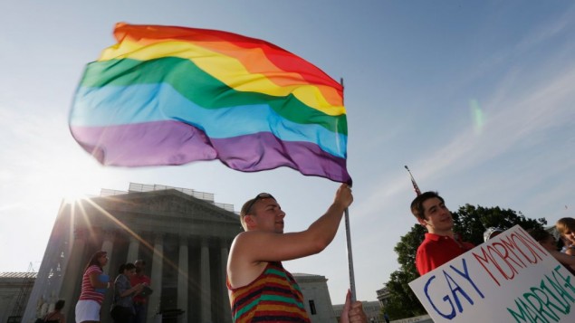 صورة توضيحية لعلم الفخر للمثليين( Win McNamee/Getty Images via JTA)