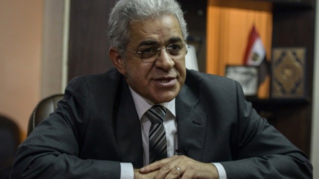 المرشح الرئاسي المصري حامدين صباحي خلال لقاء مع وكالة الانباء أ ف ب 24 فبراير 2014 (بعدسة محمد الشهيد/ أ ف ب)