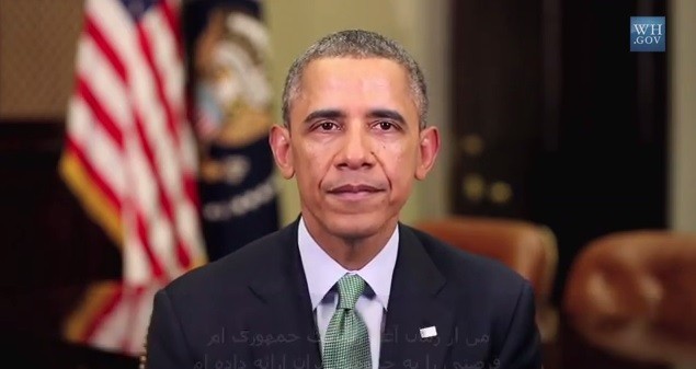 الرئيس اوباما يتمنى للشعب الايراني النوروز سعيد (من شاشة اليوتوب) الرئيس اوباما يتمنى للشعب الايراني النوروز سعيد (من شاشة اليوتوب)