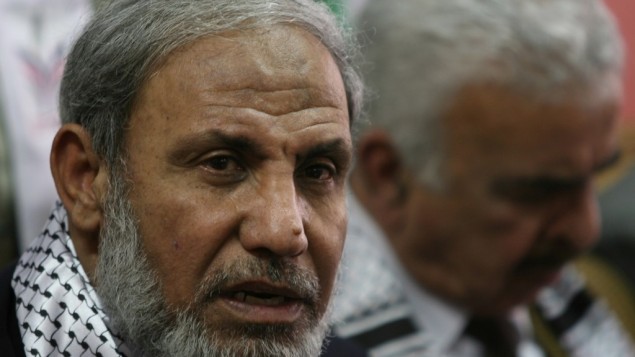 محمود الزهار في مؤتمر صحفي عام 2008 (Wissam Nassar/Flash90) محمود الزهار في مؤتمر صحفي عام 2008 (Wissam Nassar/Flash90)