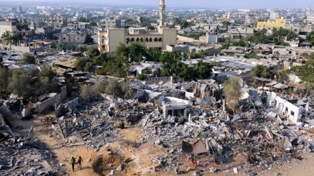 منازل مدمرة في شمال قطاع غزة قرب الحدود مع إسرائيل، الأربعاء 13 أغسطس، 2014. Roberto Schmidt/AFP