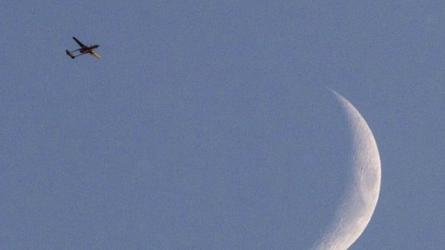 طائرة بدون طيار اسرائيلية من طراز هرمز فوق سماء غزة 31 يوليو 2014 (AFP/JACK GUEZ)