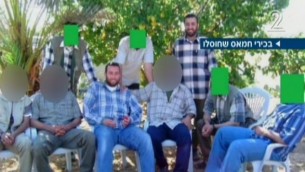 رؤساء حماس، بينهم محمد ابو شمالي ورائد عطار. الاثنان قتلا في 20 اغسطس بغارة استهدفتهما (من شاشة القناة الثانية)