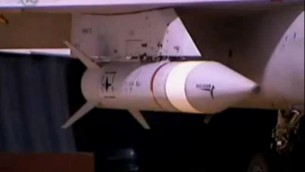 Illustrative: A Blue Sparrow missile carried on an F-15 jet prior to launch. (screen capture: Youtube/uriav)