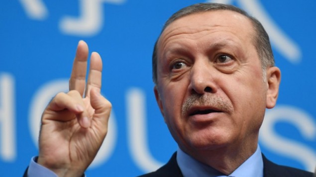 الرئيس التركي رجب طيب اردوغان يتحدث خلال مؤتمر صحفي  بعد قمة مجموعة العشرين، 5 سبتمبر 2016 (AFP PHOTO / GREG BAKER).