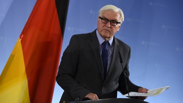 وزير الخارجية الالماني فرانك فالتر شتاينماير خلال مؤتمر صحفي في برلين، 15 اكتوبر 2015 (Tobias Schwarz/AFP)