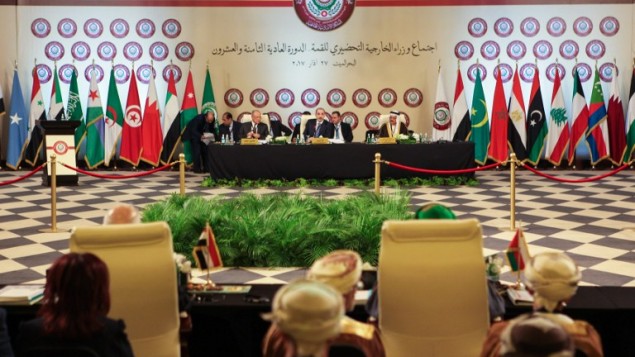 لقاء تهيئي لوزراء خارجية الدول الاعضاء في الجامعة العربية خلال قمة الجامعة في الطرف الاردني للبحر الميت 27 مارس 2017 (Ahmad Abdo/AFP)