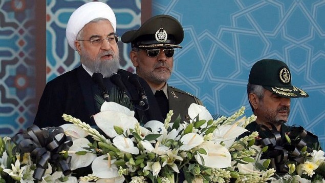 الرئيس الإيراني حسن روحاني يقدم خطاب في طهران، 22 سبتمبر 2017 (AFP/stringer)