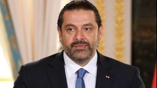 رئيس الوزراء اللبناني سعد الحريري يتحدث في مؤتمر صحفي مشترك مع الرئيس الفرنس إيمانويل ماكرون (لا يظهر في الصورة) في قصر الإليزيه في باريس، 1 سبتمبر، 2017. (AFP Photo/Ludovic Marin)