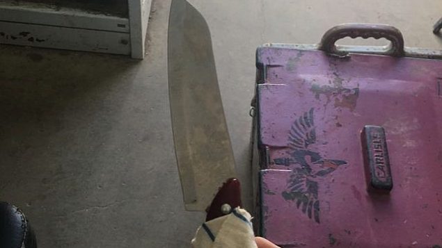 السكين التي حملها رجل فلسطيني اعتقله جنود إسرائيليون بعد اقترابه من مستوطنة ميفو دوتان في الضفة الغربية. (IDF Spokesperson)
