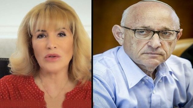 رئيسة معهد المحاسبين القانونيين المعتمدين في إسرائيل إيريس شتارك في يوليو 2018؛ ومستشار الأمن القومي الإسرائيلي يعكوب ناغيل في 18 سبتمبر 2016. (لقطة شاشة: YouTube / Marc Israel Sellem / POOL)