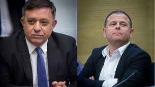 صورة مركبة لرئيس حزب العمل آفي غاباي، إلى اليسار، وعضو الكنيست في حزب العمل إيتان كابيل. (Miriam Alster/Flash90)