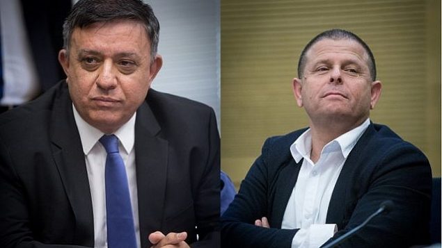 صورة مركبة لرئيس حزب العمل آفي غاباي، إلى اليسار، وعضو الكنيست في حزب العمل إيتان كابيل. (Miriam Alster/Flash90)