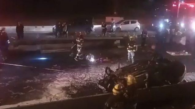 موقع حادث الطرق المروع في حيفا في 11 يناير، 2019. (screen capture: Twitter)