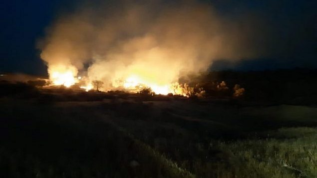 حريق في منطقة اشكول في جنوب اسرائيل، 1 مايو 2019 (Tzvika Korbeshi/Eshkol Regional Council)
