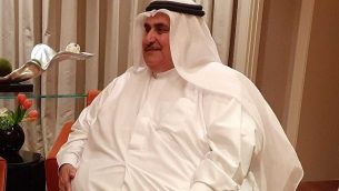 وزير الخارجية البحريني خالد بن أحمد آل خليفة يتحدث مع تايمز أوف إسرائيل على هامش ورشة ’السلام من أجل الازدهار’ في المنامة، البحرين، 26 يونيو، 2019.  (Courtesy)
