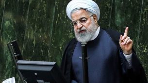 الرئيس الإيراني حسن روحاني يخاطب البرلمان في طهران، 3 سبتمبر 2019 (ATTA KENARE/AFP)