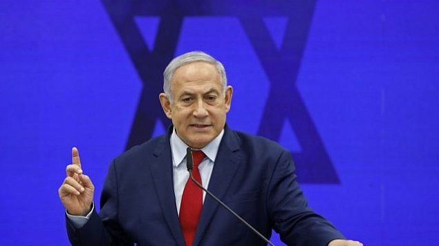 رئيس الوزراء بنيامين نتنياهو في رمات غان، 10 سبتمبر، 2019.  (Menahem KAHANA / AFP)