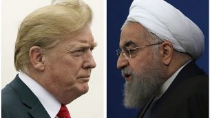 الرئيس الأمريكي دونالد ترامب، يسار، في صورة تم التقاطها في 22 يوليو، 2018، والرئيس الإيراني حسن روحاني في صورة تم التقاطها في 6 فبراير، 2018. (AP Photo)