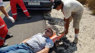 الناشط في منظمة ’حاخامات من أجل حقوق الإنسان’، موشيه يهوداي، الذي تعرض بحسب المنظمة غير الحكومية لاعتداء من قبل مستوطنين ملثمين في شمال الضفة الغربية، 16 أكتوبر، 2019. (Rabbis for Human Rights)