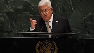 رئيس السلطة الفلسطينية محمود عباس في الدورة ال74 للجمعية العامة للأمم المتحدة، 26 سبتمبر، 2019. (Timothy A. Clark/AFP)