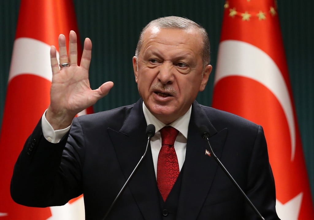 الرئيس التركي رجب طيب اردوغان خلال مؤتمر صحفي في انقرة، 21 سبتمبر 2020 (Adem ALTAN / AFP)