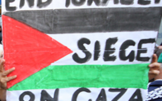 One of the signs at the Melbourne anti-Israel protest. Photo: Peter Haskin