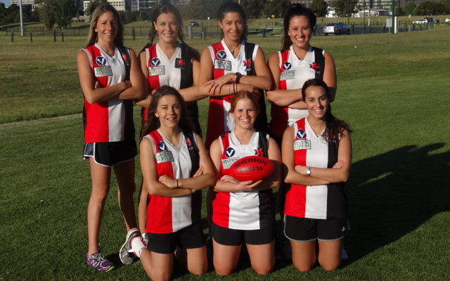 A few of the AJAX senior women's players (from left, back): Carina J Lawrence, Lexie Mand, Toni Hamilton, Amy Sekler, (front) Simonne Cohen, Chelsea Fisher, Daniella Maserow.
