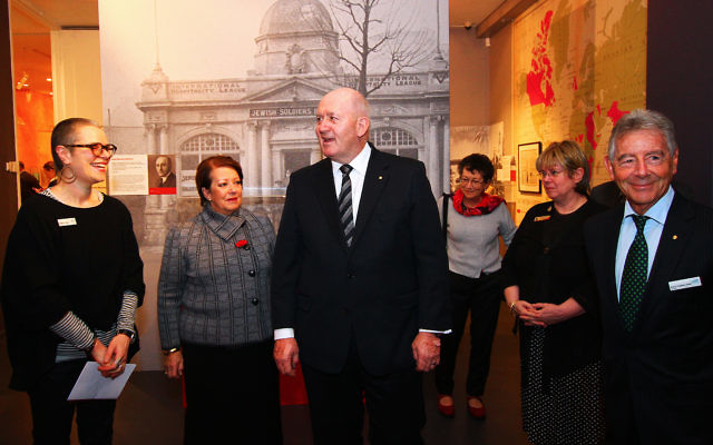 Govenor General of Australia, General Sir Peter Cosgrove takes a tour of the World War I exhibition at the Jewish Museum of Australia. Photo: Peter Haskin