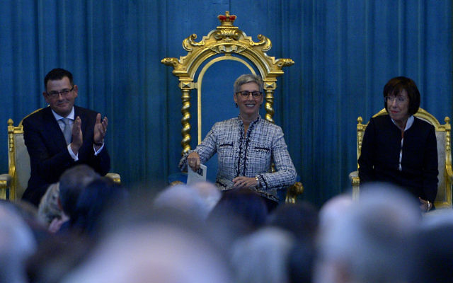 Linda Dessau is (centre) is proclaimed Governor of Victoria and sworn into office at an official ceremony at Government House in Melbourne, Wednesday, July 1, 2015. (AAP Image/Tracey Nearmy)