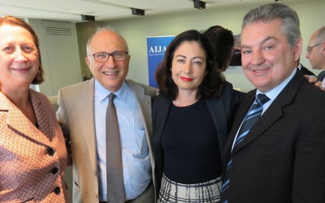 From left: Sharon Bird, AIJAC executive director Colin Rubenstein, Terri Butler and
Russell Matheson.