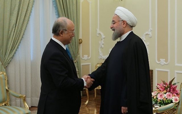 Iranian President Hassan Rouhani (right) with the director general of the International Atomic Energy Agency, Yukiya Amano. Photo: Website of the President of Iran Iranian President Hassan Rouhani (right) with the director general of the International Atomic Energy Agency, Yukiya Amano. Photo: Website of the President of Iran