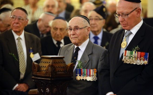 David Hurley (right) with former FAJEX president Wesley Browne at the Centenary of Jewish Anzac ceremony held at The Great Synagogue. David Hurley (right) with former FAJEX president Wesley Browne at the Centenary of Jewish Anzac ceremony held at The Great Synagogue.