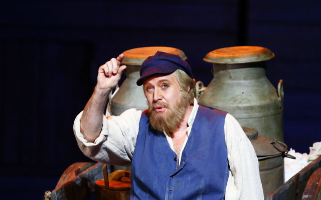 5-1-16. Fiddler On The Roof. Princess Theatre, Melbourne. Starring Anthony Warlow (Tevye), Sigrid Thornton (Golde), Lior(Motel), Mark Mitchell (Lazar Wolf), Nicki Wendt (Yente). Photo: Peter Haskin