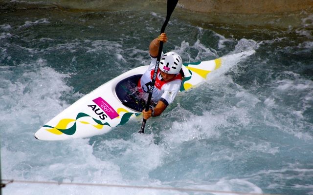 Silver medalist Jessica Fox competing in the Women's K-1 canoe slalom semi-final