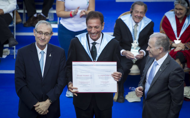 Stuart Silbert (centre) with Hebrew University president Prof Menahem Ben-Sasson and Prof Asher Cohen, Rector of the Hebrew University of Jerusalem. Stuart Silbert (centre) with Hebrew University president Prof Menahem Ben-Sasson and Prof Asher Cohen, Rector of the Hebrew University of Jerusalem.