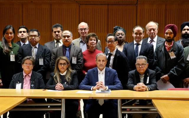 Ethnic community leaders gather at the launch of the Keep NSW Safe campaign. Photo: Noel Kessel