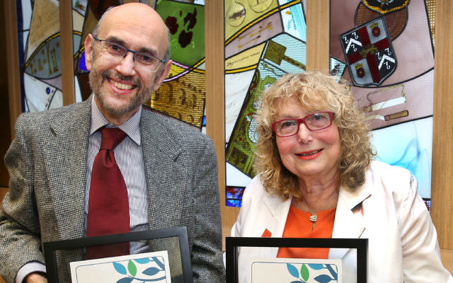 Professor Leslie Burnett (left) with Shula Endrey-Walder with their awrds at Wolper Jewish Hospital. Picture: Noel Kessel.