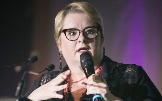 Magda Szubanski hosting the Jewish House gala dinner in Sydney. Photo: Nadine Saacks