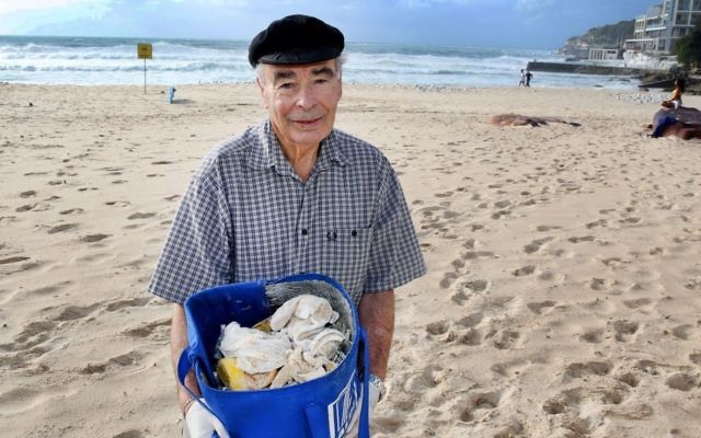 Cedric Amoils spends two hours every morning cleaning up Bondi Beach. Photo: Noel Kessel Cedric Amoils spends two hours every morning cleaning up Bondi Beach. Photo: Noel Kessel