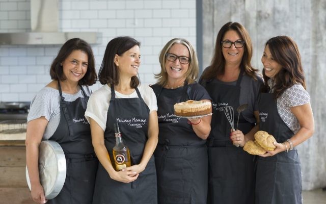 Monday Morning Cooking Club members (from left) Lynn Niselow, Merelyn Clamers, Lisa Goldberg, Jacqui Israel and Natanya Eskin. Photo: Alan Benson