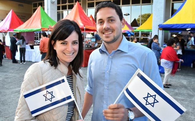 Daniella Edelman (left) with Aaron Taub at the Yom Ha'atzmaut Carnival.