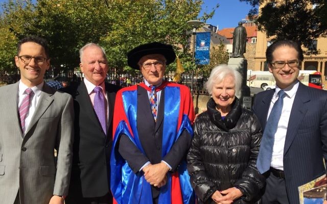 Professor Paul Zimmet (centre) celebrates at the University of Adelaide with (from left) his son Dr Marcel Zimmet, siblings Dr Leon Zimmet and Dr Rea Zimmet, and son Dr Hendrik Zimmet. Professor Paul Zimmet (centre) celebrates at the University of Adelaide with (from left) his son Dr Marcel Zimmet, siblings Dr Leon Zimmet and Dr Rea Zimmet, and son Dr Hendrik Zimmet.