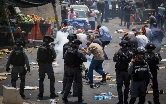 Clashes between Israeli police and Palestinians last Friday. Photo: Hadas Parush/Flash90/JTA. Clashes between Israeli police and Palestinians last Friday. Photo: Hadas Parush/Flash90/JTA.