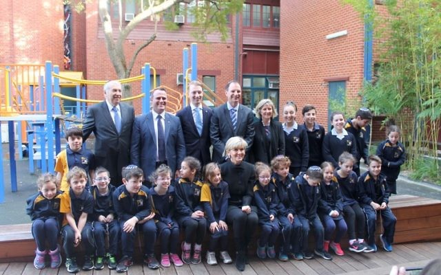 Julie Bishop (front) with Yavneh students, politicians and communal leaders she met while visiting the Jewish school last week. Julie Bishop (front) with Yavneh students, politicians and communal leaders she met while visiting the Jewish school last week.