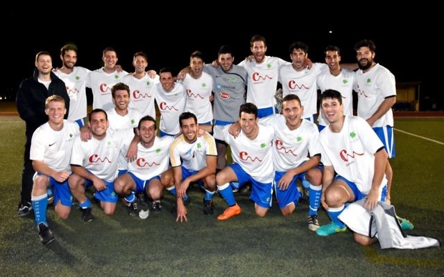 The winning ESFA men's division 2 grand final team, Maccabi B, which beat Maccabi A by 4-0 at Sydney's Hensley stadium on September 3. Photo: Noel Kessel The winning ESFA men's division 2 grand final team, Maccabi B, which beat Maccabi A by 4-0 at Sydney's Hensley stadium on September 3. Photo: Noel Kessel