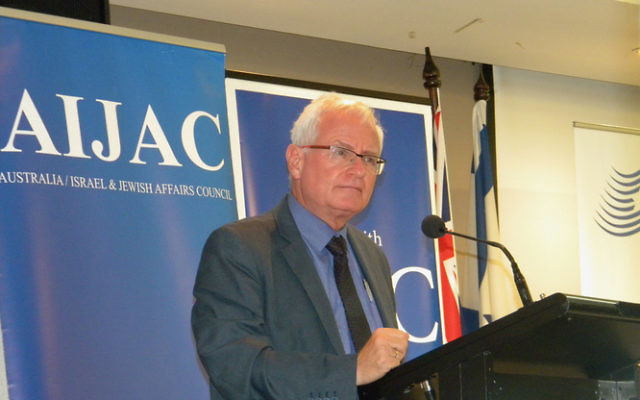 Dr Eran Lerman speaking in Melbourne last month.