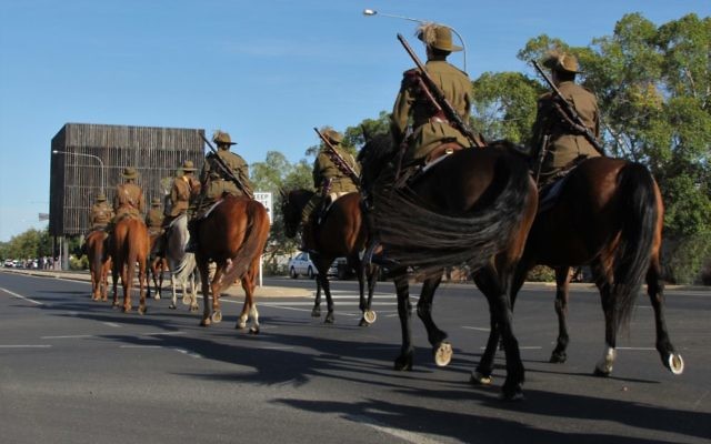 Riders in the In Pursuit of Beersheba tour pass through the
town of Balcaldine in western Queensland last month.
Photo: Sally Cripps/Queensland Country Life Riders in the In Pursuit of Beersheba tour pass through the
town of Balcaldine in western Queensland last month.
Photo: Sally Cripps/Queensland Country Life