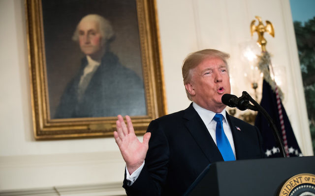 President Donald Trump outlining his administration's Iran strategy last Friday. Photo: Drew Angerer/Getty Images