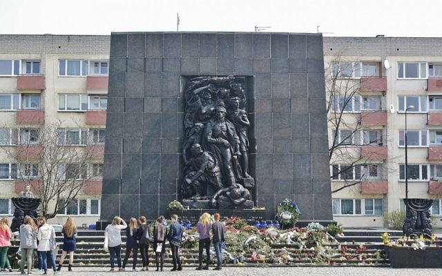 The Warsaw Ghetto Uprising memorial in Poland. The Warsaw Ghetto Uprising memorial in Poland.